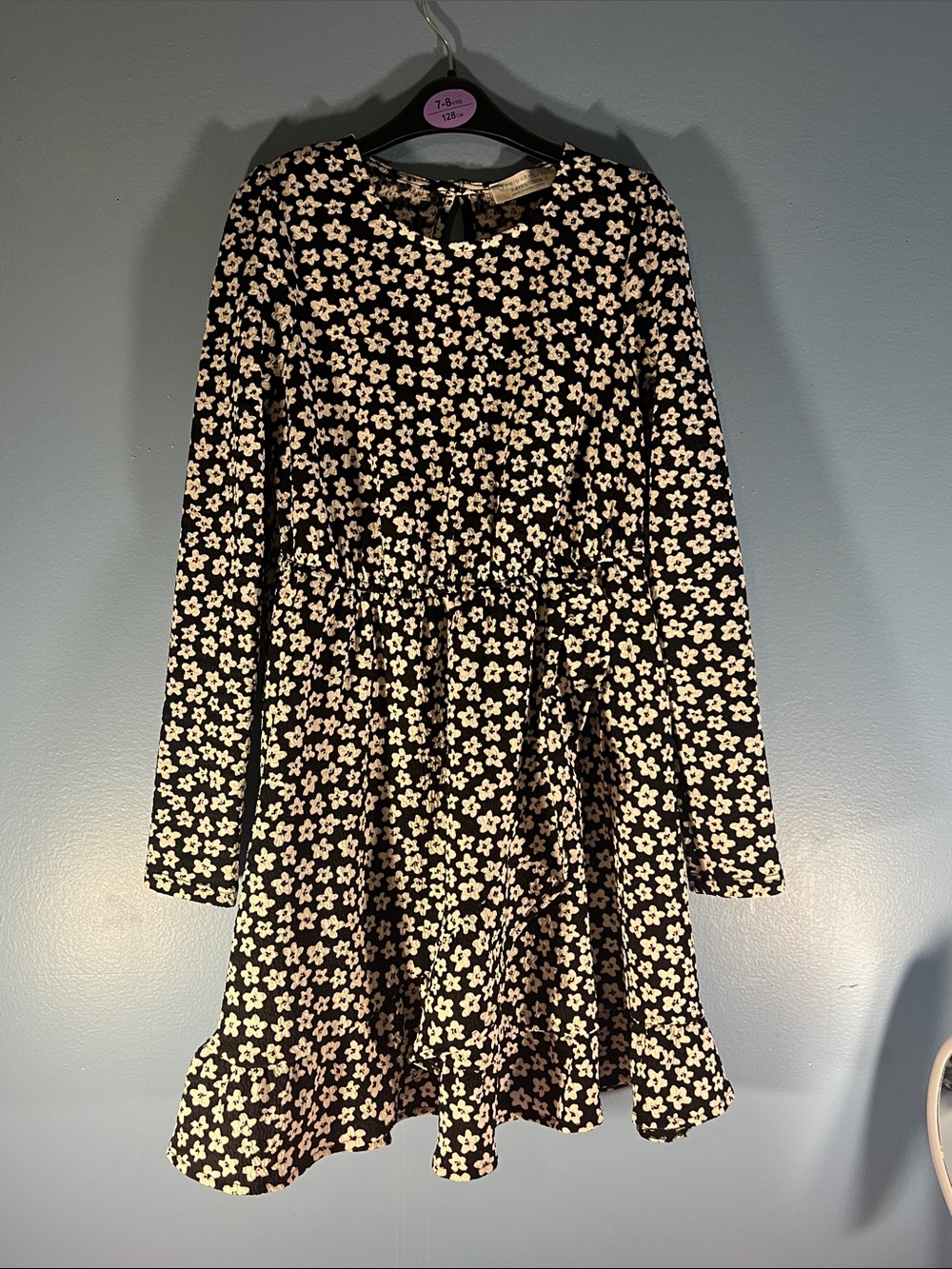 Primark Black Dress with Cream Floral Print